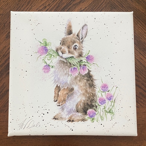 Pottery Barn Kids Other - Pottery Barn Kids Brown Bunny with Purple Flowers Wall Art